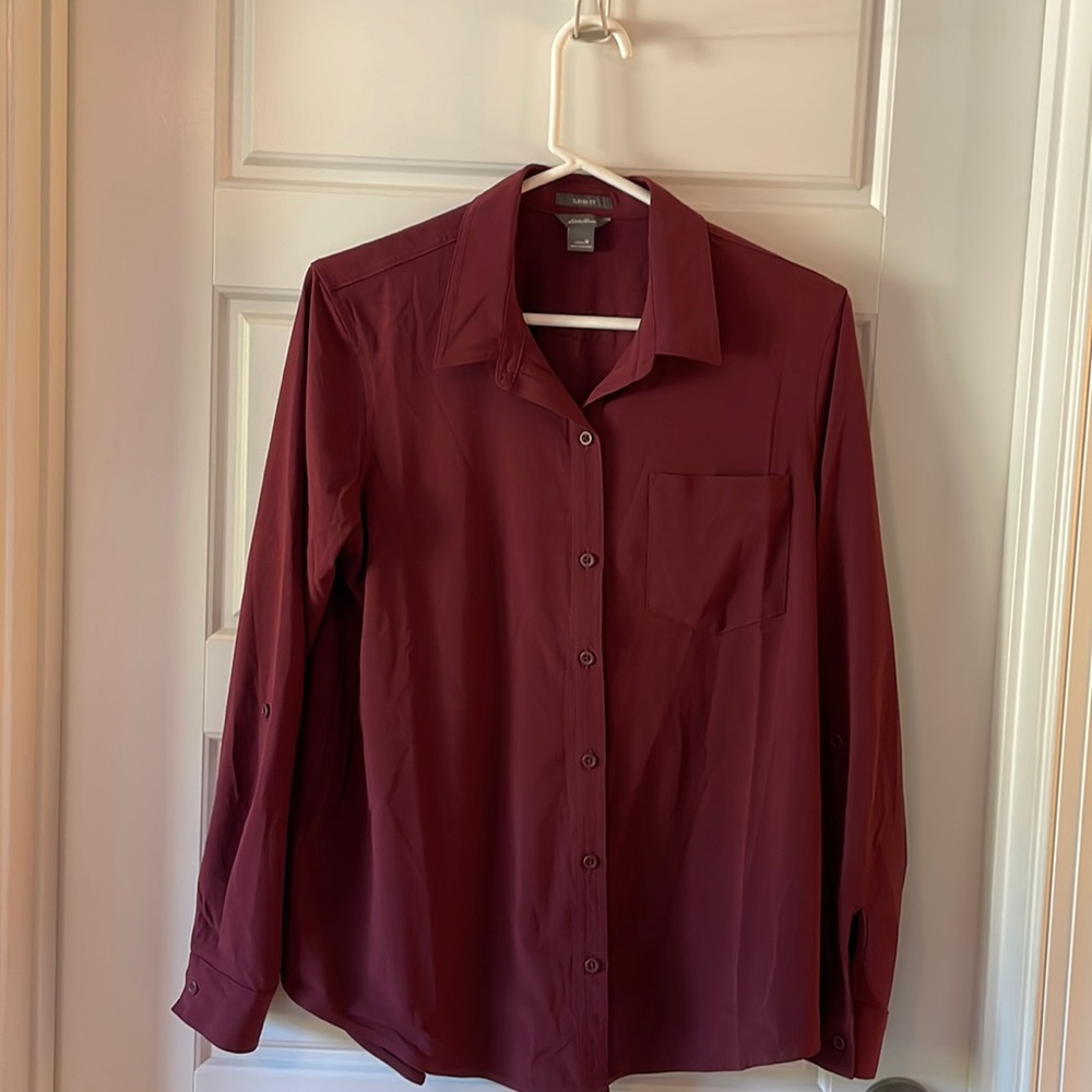 Eddie Bauer classic fit, maroon blouse